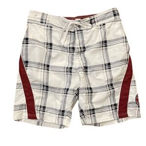 GIII Sports by Carl Banks White Plaid University of Alabama Swim Trunks Mens XL